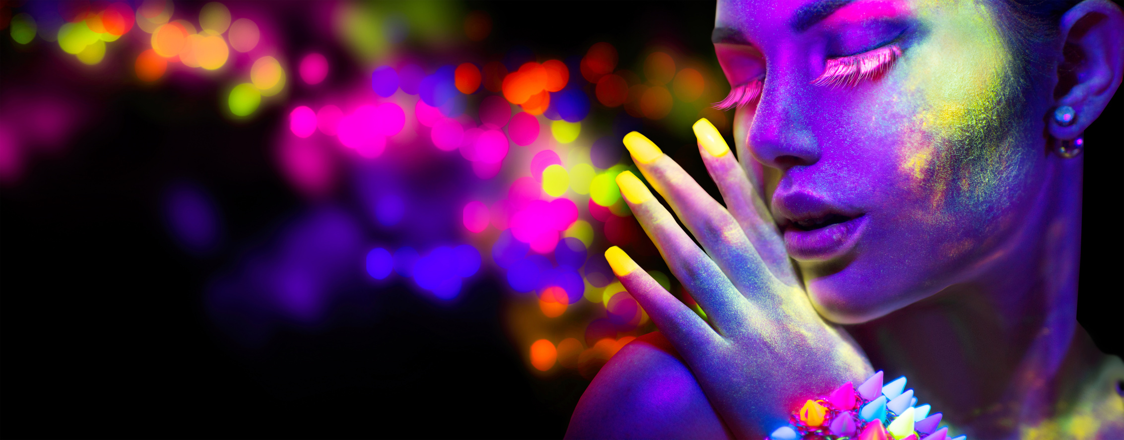 Beauty Woman in Neon Light